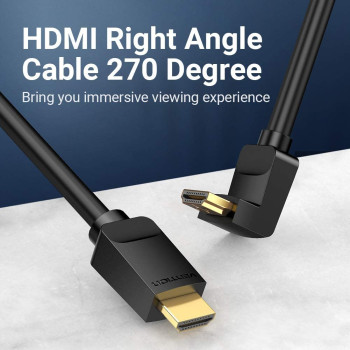 Vention HDMI Angle Cable 4K HDMI 2.0 Cable HDMI 90/270 Degree Angle Adapter for Apple TV PS4 Splitter Video Audio (3 METER 270 DEGREE)