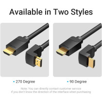 Vention HDMI Angle Cable 4K HDMI 2.0 Cable HDMI 90/270 Degree Angle Adapter for Apple TV PS4 Splitter Video Audio (3 METER 270 DEGREE)