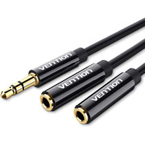 Vention Headphone Splitter Cable, 3.5mm Male to 2 Dual 3.5mm Female Earphone Audio Y Splitter Cable for Phones, Headphones, Speakers, Tablets, PCs, MP3 Players BBSBY (Dual earphones)