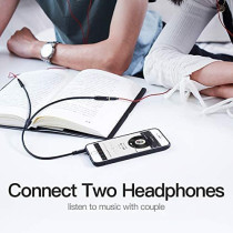 Vention Headphone Splitter Cable, 3.5mm Male to 2 Dual 3.5mm Female Earphone Audio Y Splitter Cable for Phones, Headphones, Speakers, Tablets, PCs, MP3 Players BBSBY (Dual earphones)