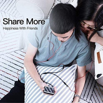 Vention Headphone Splitter Cable, 3.5mm Male to 2 Dual 3.5mm Female Earphone Audio Y Splitter Cable for Phones, Headphones, Speakers, Tablets, PCs, MP3 Players BBSBY (Dual earphones)