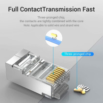 Vention IDCR0-10 Cat.6 Network Connector RJ45 Modular Plug Gold-plated Contacts PC Material Cat.6 FTP 10 Pieces