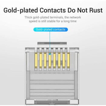Vention IDCR0-10 Cat.6 Network Connector RJ45 Modular Plug Gold-plated Contacts PC Material Cat.6 FTP 10 Pieces