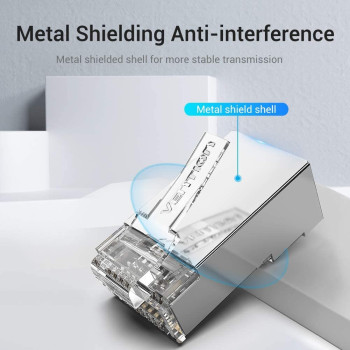 Vention IDCR0-10 Cat.6 Network Connector RJ45 Modular Plug Gold-plated Contacts PC Material Cat.6 FTP 10 Pieces