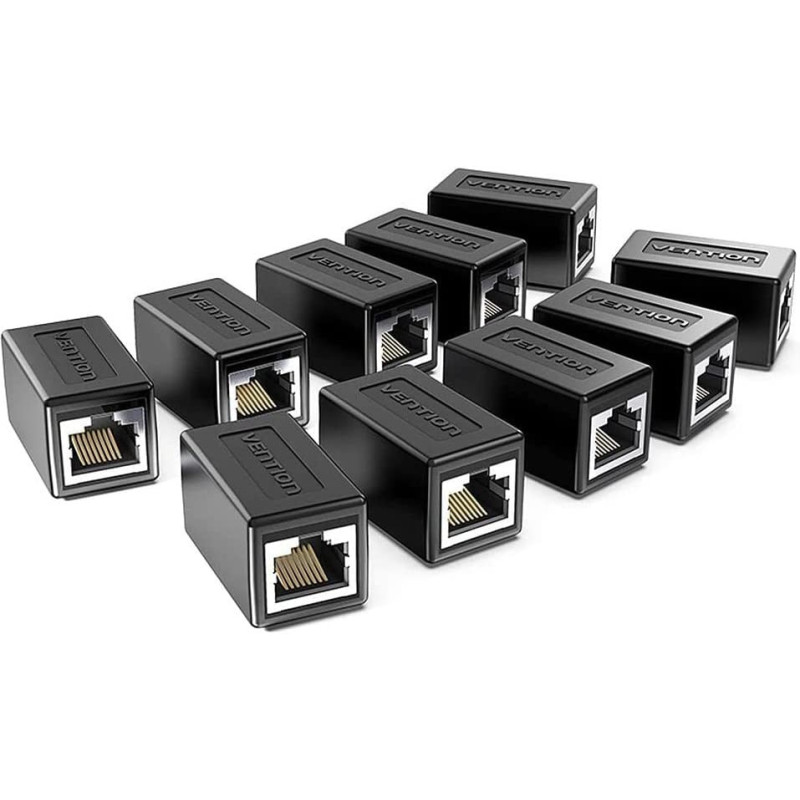 Vention IPVB0-10 RJ45 Connector Cat.6 FTP Keystone Jack Coupler for Network Cable Extension Black 10 Pieces