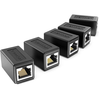 Vention IPVB0-5 RJ45 Connector Cat.6 FTP Keystone Jack Coupler for Network Cable Extension Black 5 Pieces