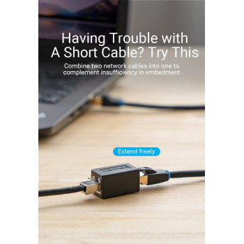 Vention IPVB0-5 RJ45 Connector Cat.6 FTP Keystone Jack Coupler for Network Cable Extension Black 5 Pieces