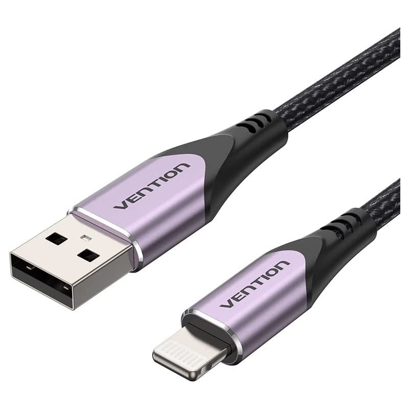 Vention MFi certified USB Cable, Phone Charger Cable, 2.4A Nylon High Speed Data Sync For iOS devices (1m, USB 2.0 to Lightning, Purple)