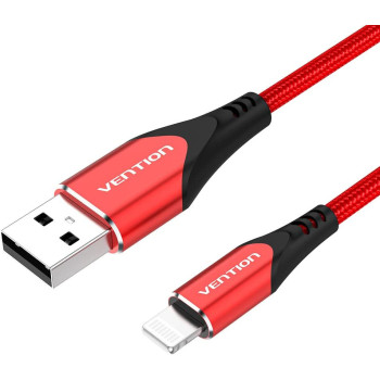 Vention MFi certified USB Cable, Phone Charger Cable, 2.4A Nylon High Speed Data Sync For iOS devices (1m, USB 2.0 to Lightning, Red)