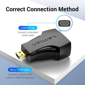 Vention Micro HDMI Male to HDMI Female Adapter Gold-Plated HDMI Converter for HP/ThinkPad/Projector/Desktop (Micro HDMI to HDMI)