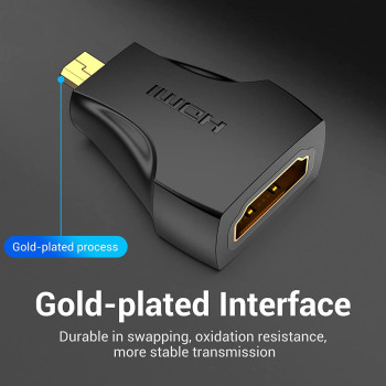 Vention Micro HDMI Male to HDMI Female Adapter Gold-Plated HDMI Converter for HP/ThinkPad/Projector/Desktop (Micro HDMI to HDMI)