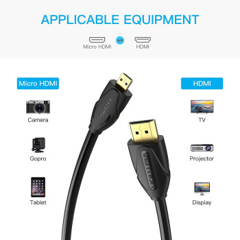 Vention Micro HDMI to HDMI Cable Adapter (Male to Male) 3ft/1m