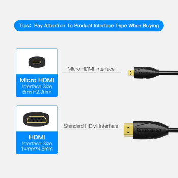 Vention Micro HDMI to HDMI Cable Adapter, 2M