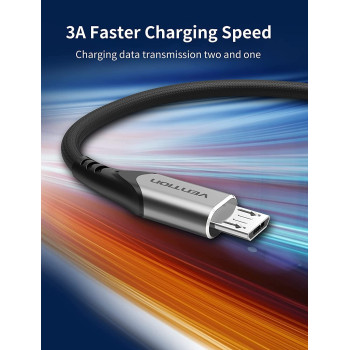 Vention Micro USB Cable, Phone Charger Cable, 3A Nylon High Speed Data Sync for Huawei,Xiaomi,LG,Sony,Nexus,Nokia,Android Smartphones, PS4, Xbox (0.5m, USB 2.0 to Micro USB, Grey)
