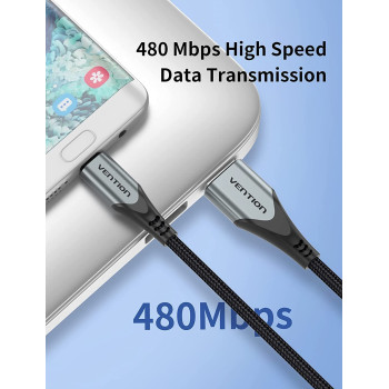 Vention Micro USB Cable, Phone Charger Cable, 3A Nylon High Speed Data Sync for Huawei,Xiaomi,LG,Sony,Nexus,Nokia,Android Smartphones, PS4, Xbox (0.5m, USB 2.0 to Micro USB, Grey)