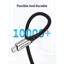 Vention Micro USB Cable, Phone Charger Cable, 3A Nylon High Speed Data Sync for Huawei,Xiaomi,LG,Sony,Nexus,Nokia,Android Smartphones, PS4, Xbox (0.5m, USB 2.0 to Micro USB, Grey)