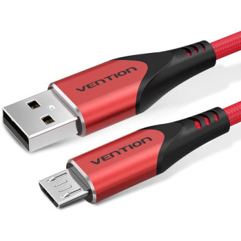 Vention Micro USB Cable, Phone Charger Cable, 3A Nylon High Speed Data Sync for Huawei,Xiaomi,LG,Sony,Nexus,Nokia,Android Smartphones, PS4, Xbox (1m, USB 2.0 to Micro USB, Red)
