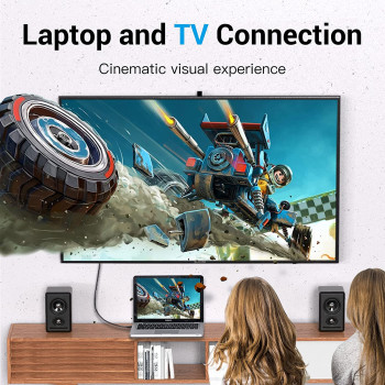 Vention Mini DisplayPort Cable, 4K@60Hz 3D Effect, Triple Shielding, Multi Screen Expansion, HD Video Conversion Chip for MacBook Pro, MacBook Pro/Air Ultra HD (Mini DP to HDMI, 2m)