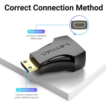 Vention Mini HDMI Male to HDMI Female Adapter, Gold plated, 4K 30Hz, HD1080P, Wide Range of Application for HP/ThinkPad/Projector/Desktop (Mini HDMI to HDMI)
