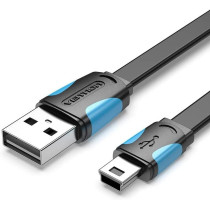 Vention Mini USB Cable Flat for Cellular Phone Digital Camera HDD MP3 MP4 Player Tablets GPS(Flat USB 2.0 A to USB Mini-B, 2 Meter)