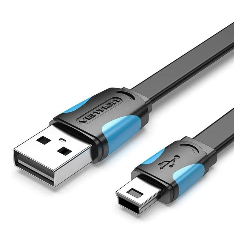 Vention Mini USB Cable Flat for Cellular Phone Digital Camera HDD MP3 MP4 Player Tablets GPS(Flat USB 2.0 A to USB Mini-B, 2 Meter)