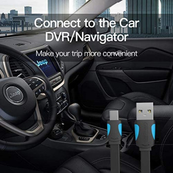 Vention Mini USB Cable Flat for Cellular Phone Digital Camera HDD MP3 MP4 Player Tablets GPS(Flat USB 2.0 A to USB Mini-B, 2 Meter)