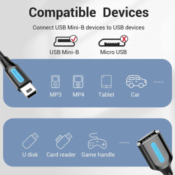 Vention Mini USB OTG Cable Mini USB Male to Female USB OTG Adapter for Camera Mobile - CCTBB (USB 2.0 Mini-B to USB A)