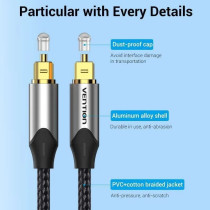 Vention Optical Fiber Audio Cable For CD DVD Toslink Digital Cable for Xbox PS4 (Cotton Braided, 1.5 Meter)