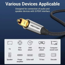 Vention Optical Fiber Audio Cable For CD DVD Toslink Digital Cable for Xbox PS4 (Cotton Braided, 1.5 Meter)