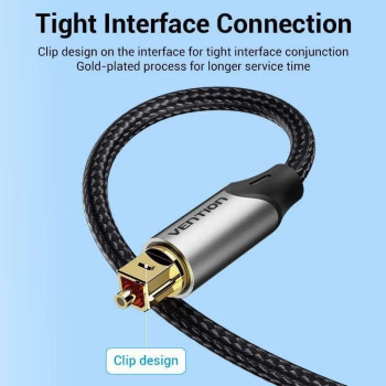 Vention Optical Fiber Audio Cable For CD DVD Toslink Digital Cable for Xbox PS4 (Cotton Braided, 1.5 Meter)