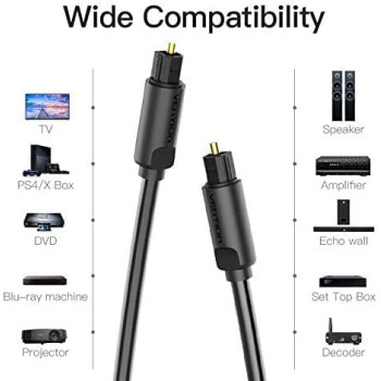 Vention Optical Fiber Audio Cable For CD DVD Toslink Digital Cable for Xbox PS4 (Optical Fiber Audio Cable, 2 Meter)