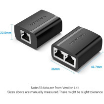 Vention Pack of 2 Ethernet Cable Extender 1 to 2 RJ45 Splitter Adapter @100Mbps up to 100m transmission distance requires pair to achieve simultaneous access for Router, PC, POE Camera, TV Box (IPTB0)