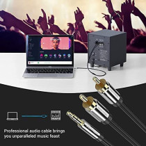 Vention RCA Audio Cable 3.5mm to 2 RCA Y-Splitter Stereo Cable 2 RCA Phono Male Compatible with DJ Controller Speaker TV Car Stereo Hi-Fi Amplifier Smartphones MP3 Tablets (RCA Audio Cable, 0.5M)