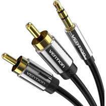 Vention RCA Audio Cable 3.5mm to 2RCA Y Splitter Stereo Audio Cable 2 RCA Phono Male to 3.5mm Compatible with DJ Controller Speaker TV Car Stereo Hi-Fi Amplifer Smartphones MP3 Tablets (1.5M)