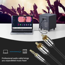 Vention RCA Audio Cable 3.5mm to 2RCA Y Splitter Stereo Audio Cable 2 RCA Phono Male to 3.5mm Compatible with DJ Controller Speaker TV Car Stereo Hi-Fi Amplifer Smartphones MP3 Tablets (1.5M)