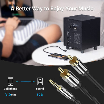 Vention RCA Audio Cable 3.5mm to 2RCA Y Splitter Stereo Audio Cable 2 RCA Phono Male to 3.5mm Compatible with DJ Controller Speaker TV Car Stereo Hi-Fi Amplifer Smartphones MP3 Tablets (2M)