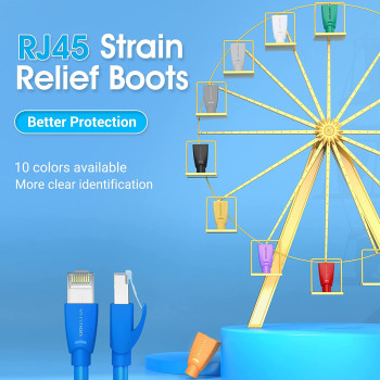 Vention RJ45 Strain Relief Boots PVC Type 100 Pack (Pack of 100, RJ45 Relief Boots, Green)