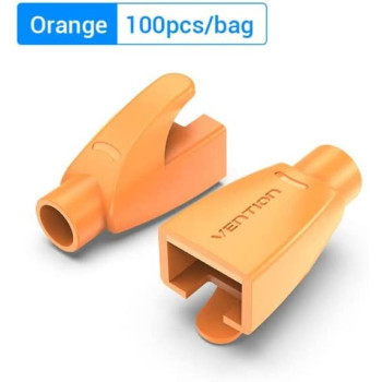Vention RJ45 Strain Relief Boots PVC Type 100 Pack (Pack of 100, RJ45 Relief Boots, Orange)