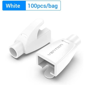 Vention RJ45 Strain Relief Boots PVC Type 100 Pack (Pack of 100, RJ45 Relief Boots, White)