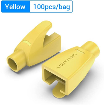 Vention RJ45 Strain Relief Boots PVC Type 100 Pack (Pack of 100, RJ45 Relief Boots, Yellow)