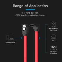 Vention SATA 3.0 Cable | 6 Gbps Stable Data Transmission | Right Angle Interface | Tinned Copper Conductor with Aluminum Foil Shielding 0.5 Meter (Pack of 1)