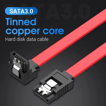 Vention SATA 3.0 Cable | 6 Gbps Stable Data Transmission | Right Angle Interface | Tinned Copper Conductor with Aluminum Foil Shielding 0.5 Meter (Pack of 2)