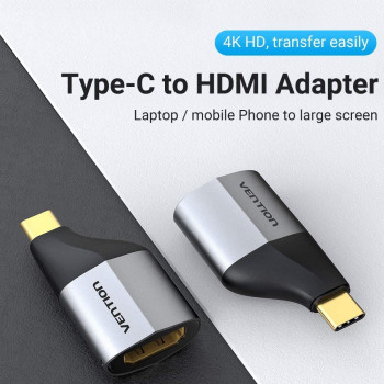 Vention TCAH0 USB C to HDMI Adapter 4K 60Hz, Type C Thunderbolt 3 Male to HDMI 2.0 Female Adapter Compatible with MacBook Pro, MacBook Air, iPad Pro, Pixelbook, XPS, Galaxy, and More (1 Year Warranty)