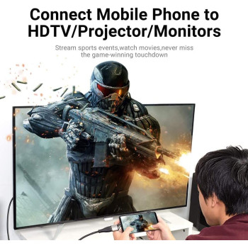 Vention TCAH0 USB C to HDMI Adapter 4K 60Hz, Type C Thunderbolt 3 Male to HDMI 2.0 Female Adapter Compatible with MacBook Pro, MacBook Air, iPad Pro, Pixelbook, XPS, Galaxy, and More (1 Year Warranty)