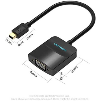 Vention Thunderbolt To VGA Converter Mini Displayport To VGA Adapter Cable for Apple MacBook Air Pro iMac Mac Surface Mini DP (0.15m)