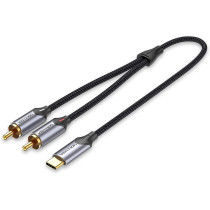 Vention Type-C to Dual RCA Audio Cable Cotton Braided Male to Male Gold- Plated Aux Auxiliary Stereo Y Splitter Adapter Cord for USB C Devices Le TV MacBook Connect Speaker Amplifier 3M
