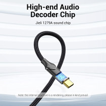 Vention Type-C to Dual RCA Audio Cable Cotton Braided Male to Male Gold- Plated Aux Auxiliary Stereo Y Splitter Adapter Cord for USB C Devices Le TV MacBook Connect Speaker Amplifier 3M