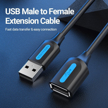 Vention USB 2.0 A Male to A Female Extension Cable (USB 2.0 Extension, 2 Meter)