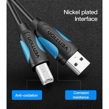 Vention USB 2.0 A MALE TO B MALE Printer cable @480Mbps Nickel Platted, double shielding (USB to B (Printer), 0.5 Meter)