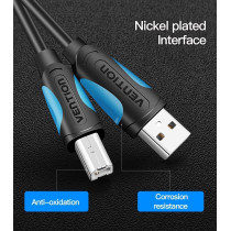 Vention USB 2.0 A MALE TO B MALE Printer cable @480Mbps Nickel Platted, double shielding (USB to B (Printer), 3 Meter)